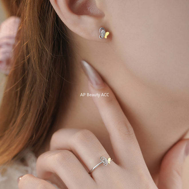 B관 - 999 실버 큐빅 나비 디자인 목걸이 반지 귀걸이 [YC3578N_1 YC5064R_1 YC7042E_1] 25.05-4
