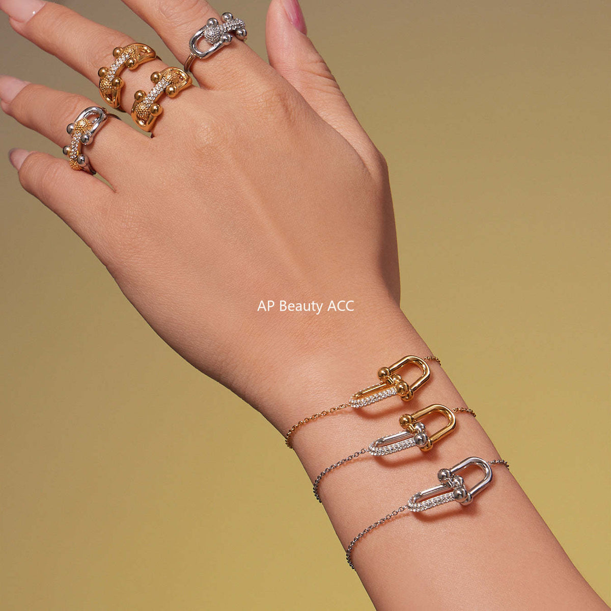 D관 - 스테인리스 스틸 말발굽 모양 큐빅 펜던트 18K 도금 귀걸이 반지 팔찌 목걸이 [TXP501] 25.11-4