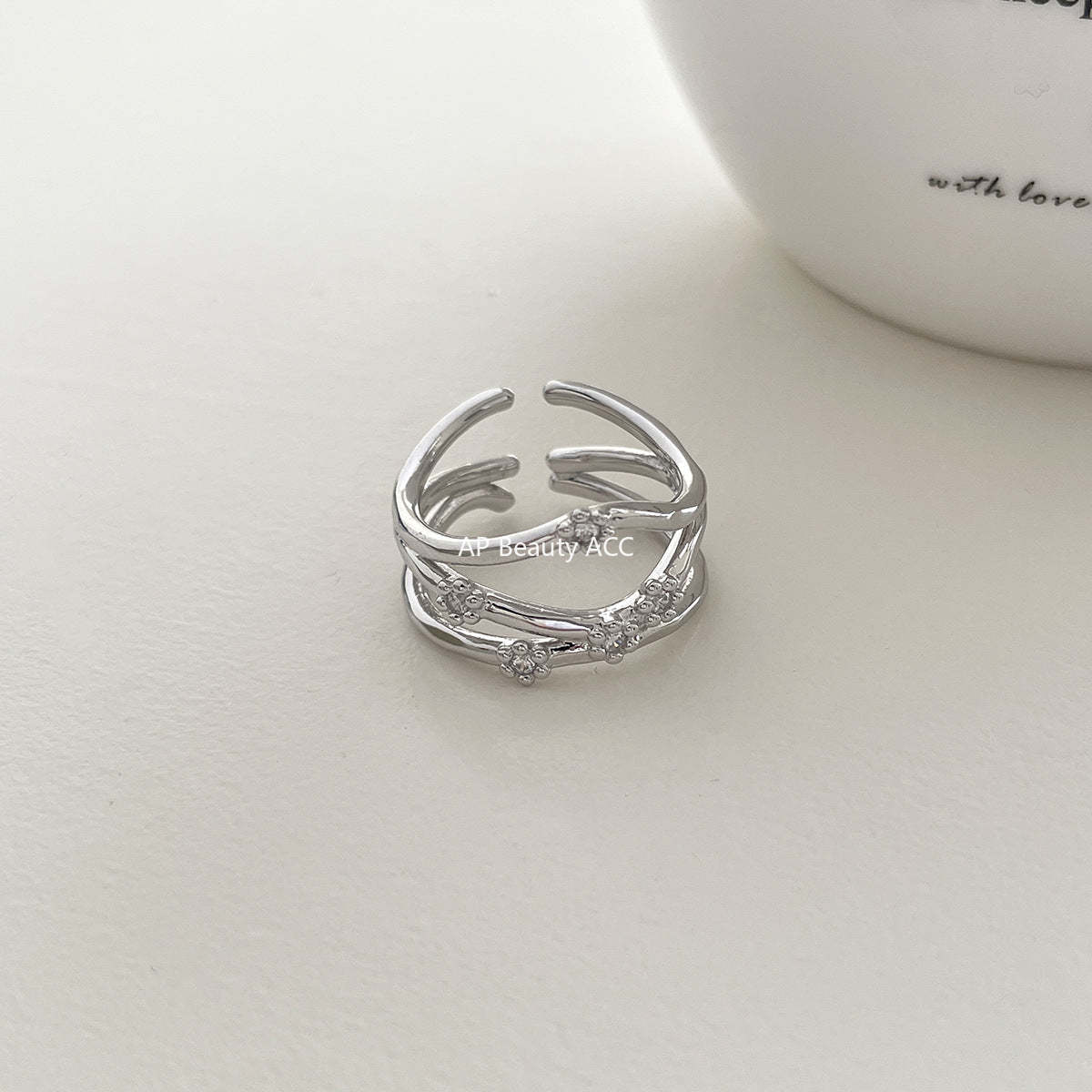 A관 - 925 실버 별 펜던트 큐빅 오픈형 반지 [JZ-0720] 25.10-5