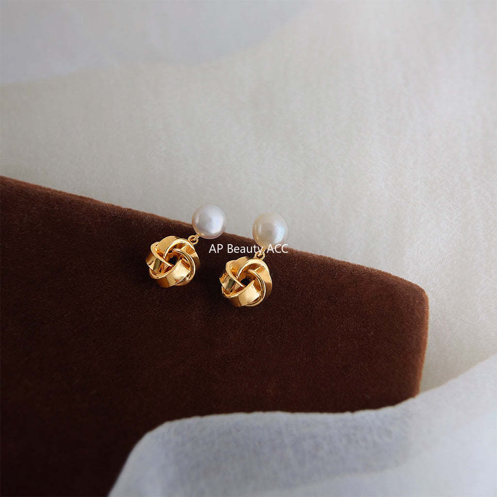 C관 - 담수 진주 고급스러운 14K 도금 은침 귀걸이 [4057] 24.05-4