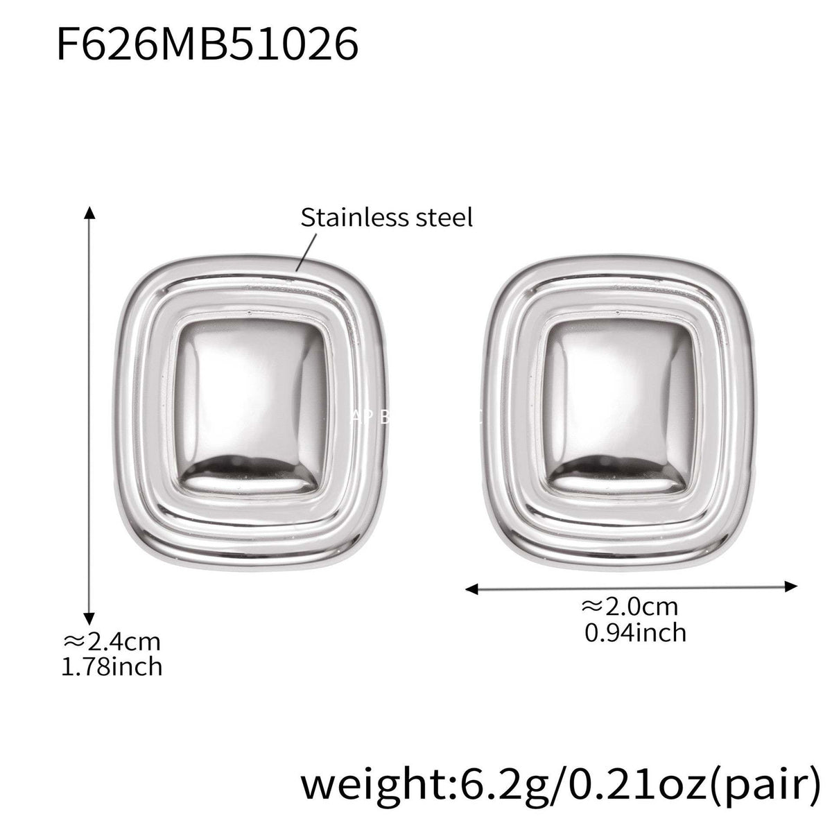 D관 - 스테인리스 18K 도금 8자형 스퀘어 모양 귀걸이 [F625-F626] 25.10-5