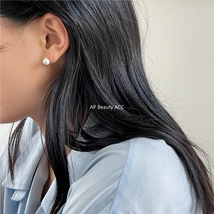 F관 - 925 실버 샌딩 원형 볼 귀걸이 [C1064] 25.09-4