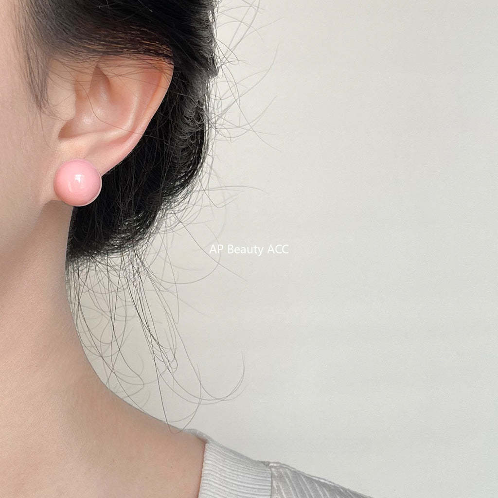 C관 - 도파민 컬러 수지 사탕 공 간결하고 스윗한 귀여운 은침 귀걸이 [3842-3844] 24.04-2