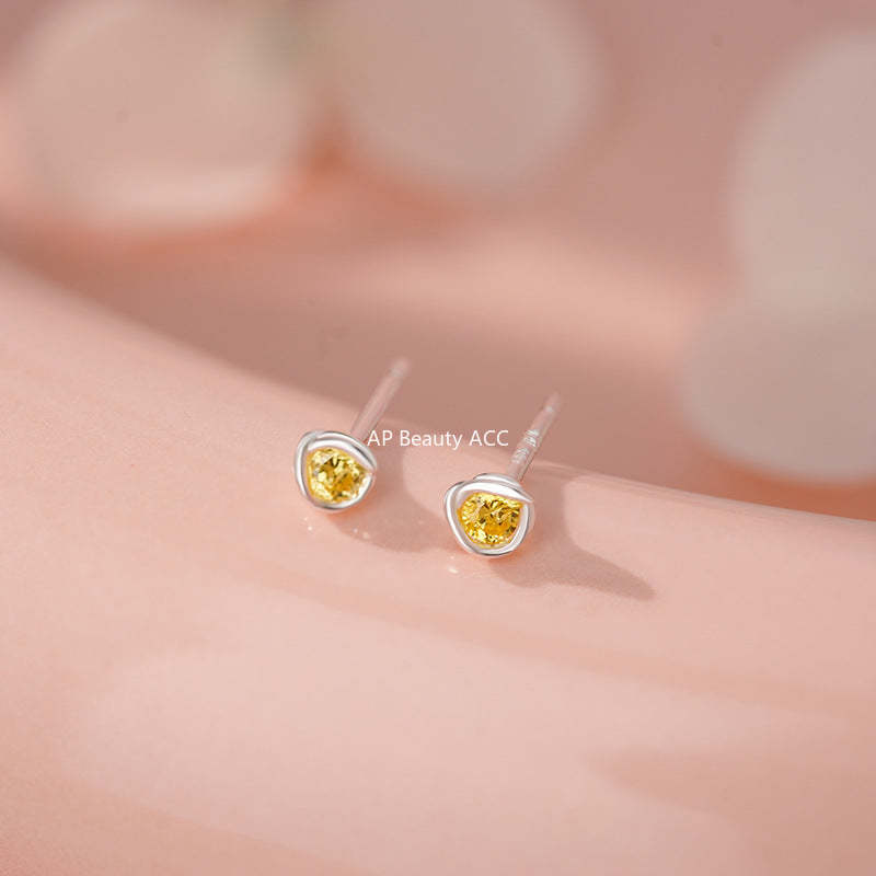 B관 - 999 실버 컬러 큐빅 스터드 귀걸이 [YC10043E] 25.12-1