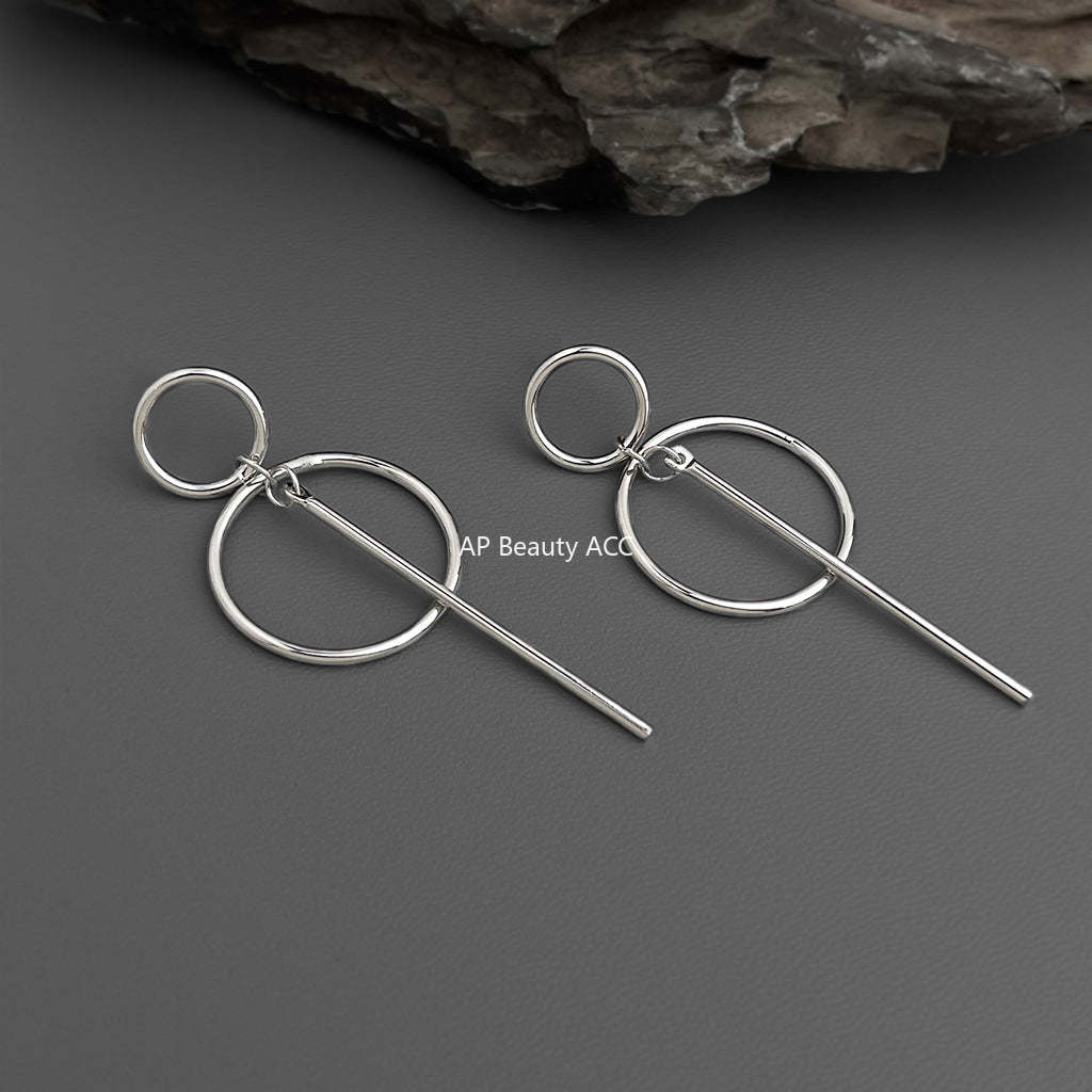 C관 - 핸드메이드 원형 기하학 디자인 925 은침 귀걸이 [7114] 25.11-3