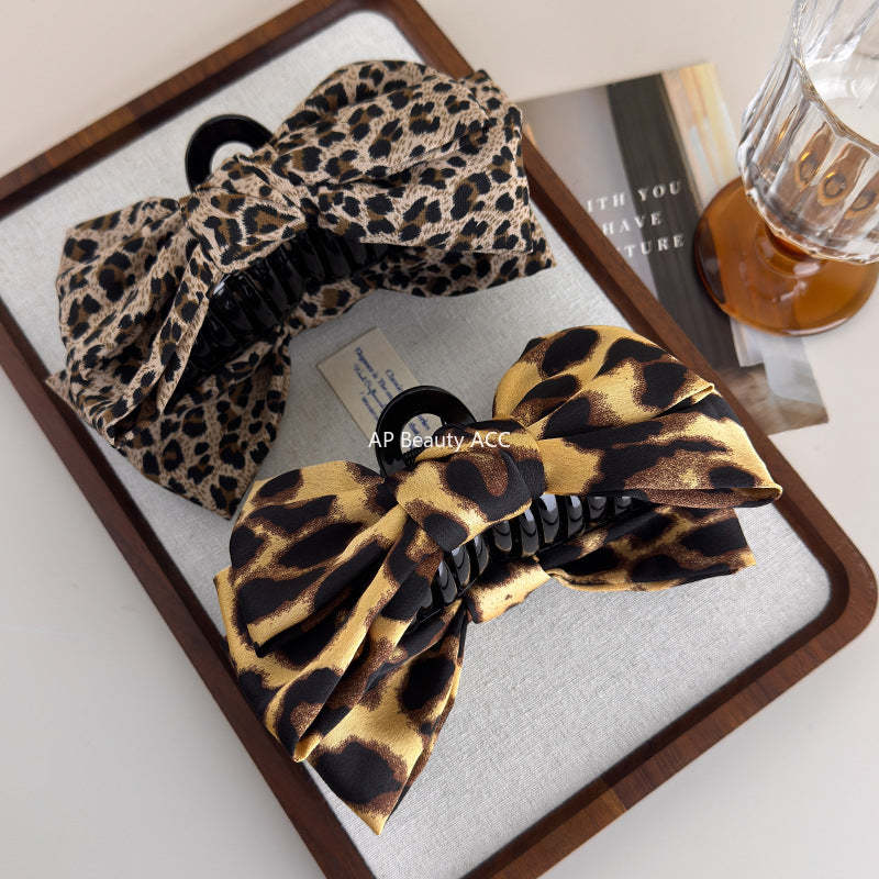 E관 - 레오파드 패턴 리본 디자인 집게핀 [27689] 25.11-3