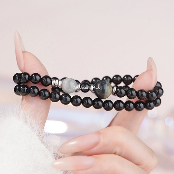 B관 - 999 실버 더블 레이어 비즈 커플 팔찌 [YC4870SL_1] 25.11-2