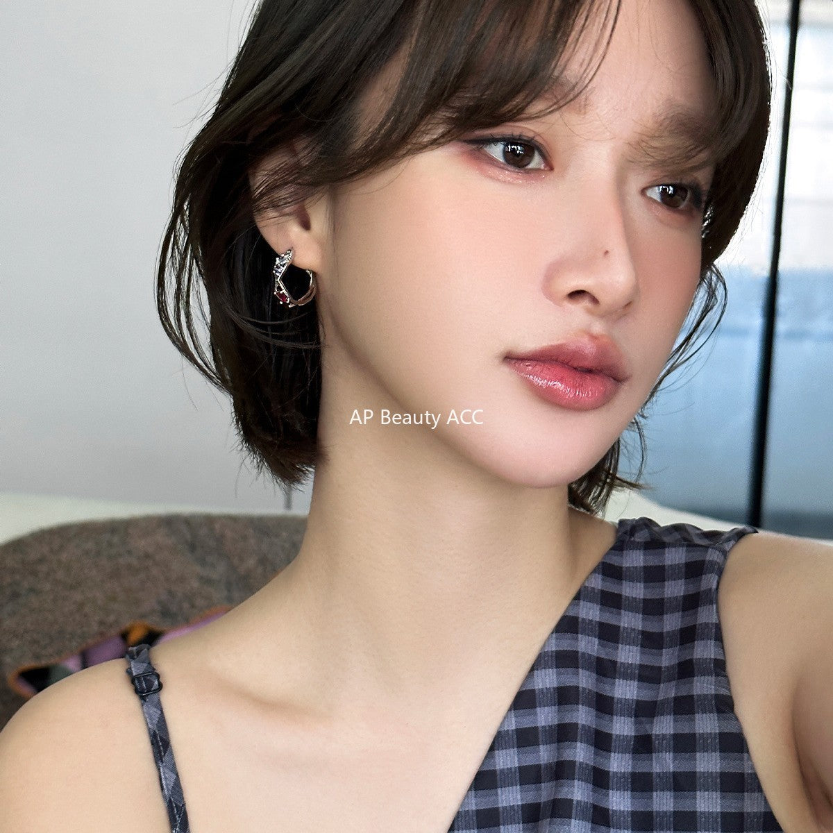 A관 - 925 은침 컬러 큐빅 링 귀걸이 [EH-4027] 25.10-2