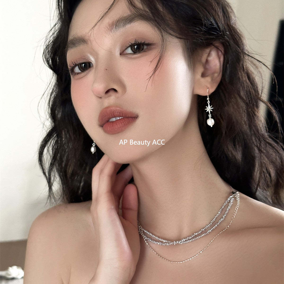 A관 - 925 은침 팔각별 진주 드롭 귀걸이 [EH-4000] 25.10-2