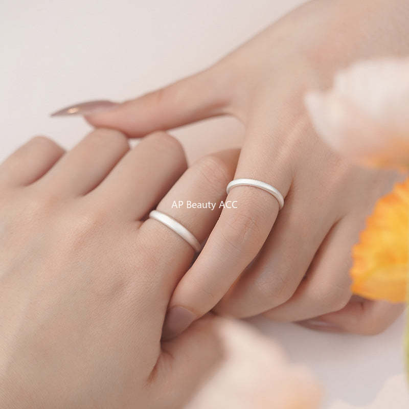 B관 - 999 실버 유광 샌딩 라운드 심플 커플 반지 [YC4398R_1] 25.05-4