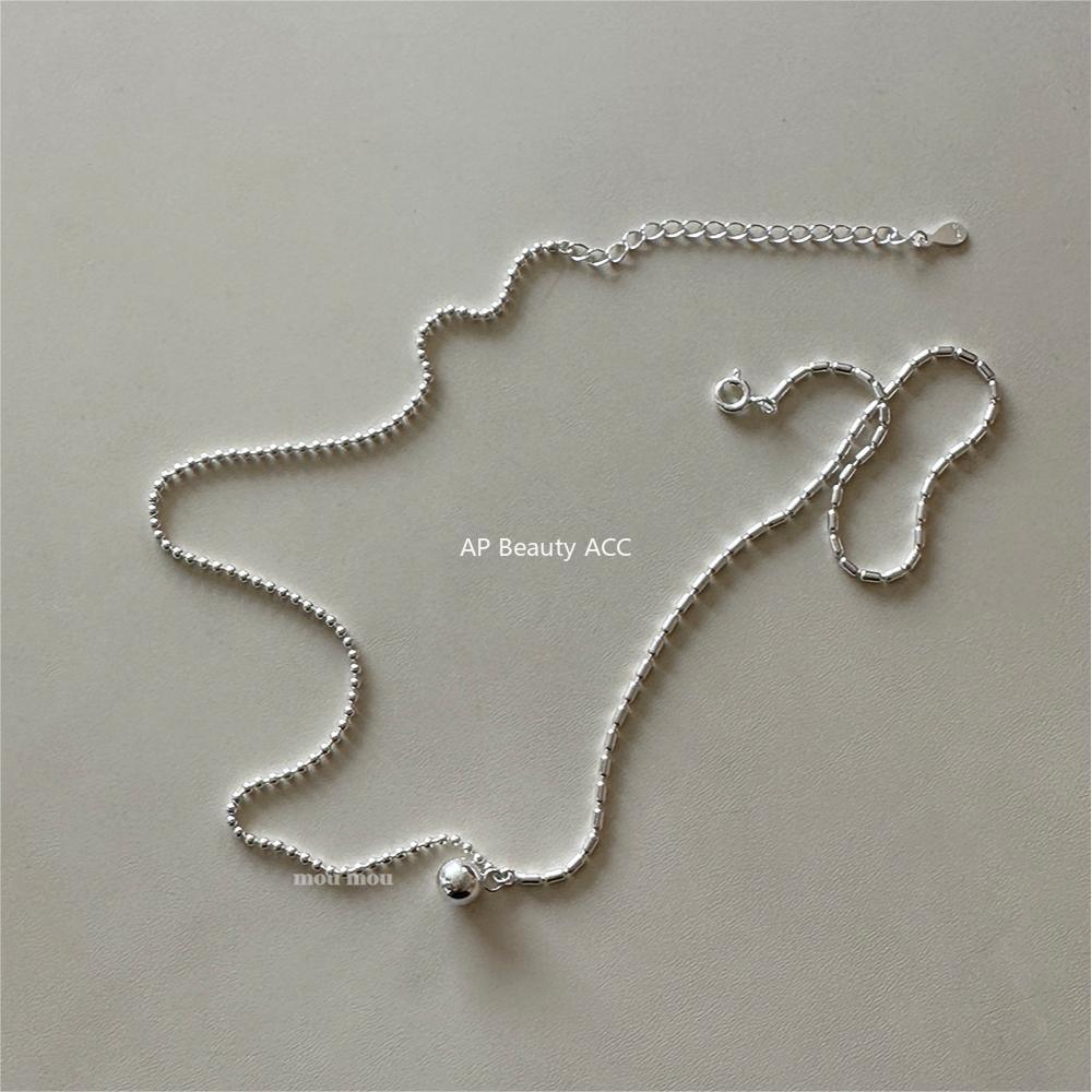 F관 - 925 실버 원형 볼 비즈 목걸이 [B1255] 24.03-5