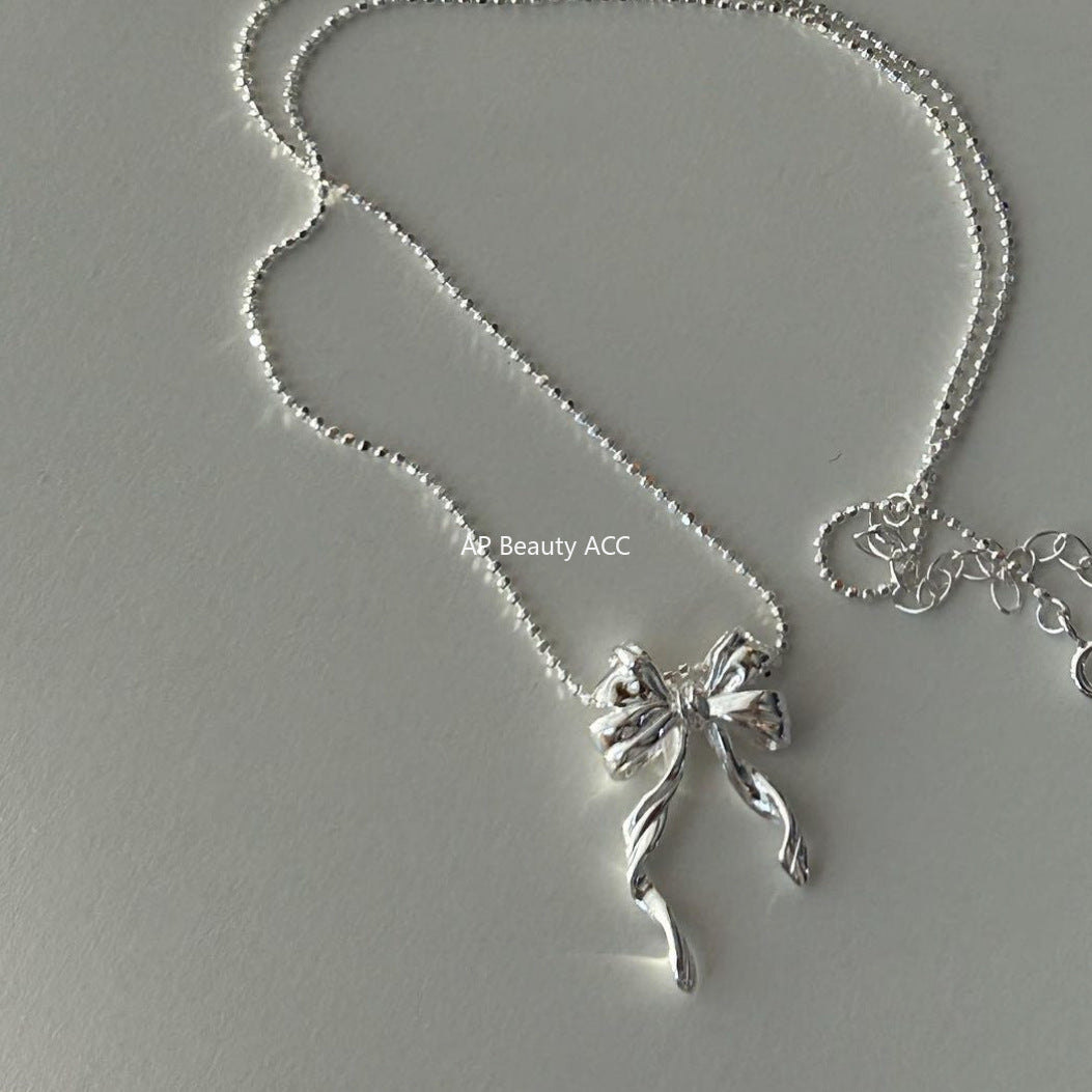 F관 - 925 실버 리본 펜던트 목걸이 [B1238] 25.10-3