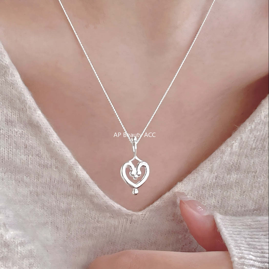 F관 - 925 실버 하트 펜던트 목걸이 [B1382] 25.11-3