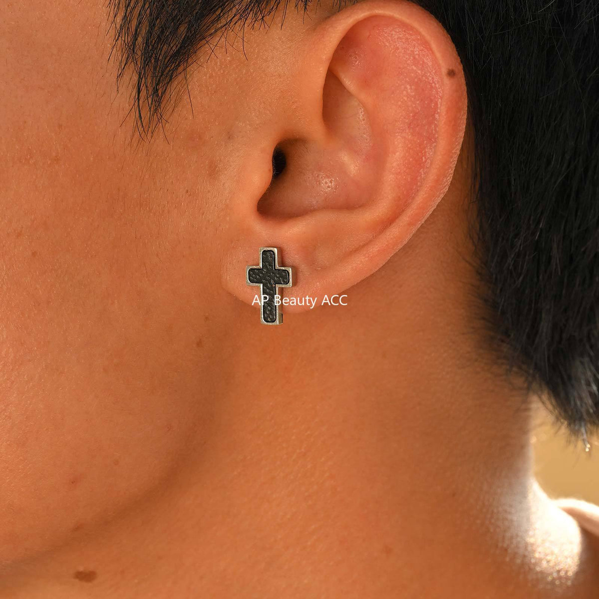 G관 - 스테인리스 스틸 펀칭 십자가 디자인 귀걸이 [ES-720] 25.11-1
