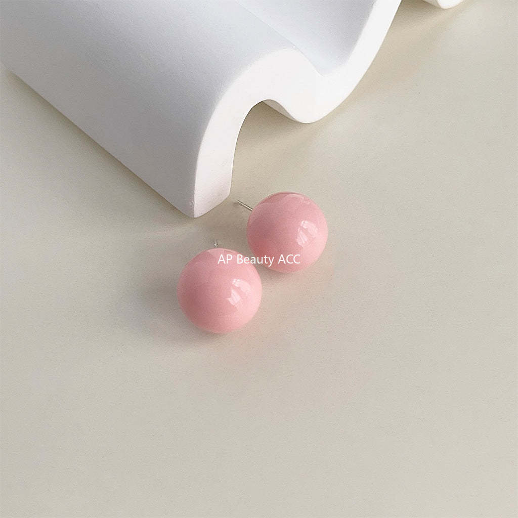 C관 - 도파민 컬러 수지 사탕 공 간결하고 스윗한 귀여운 은침 귀걸이 [3842-3844] 24.04-2