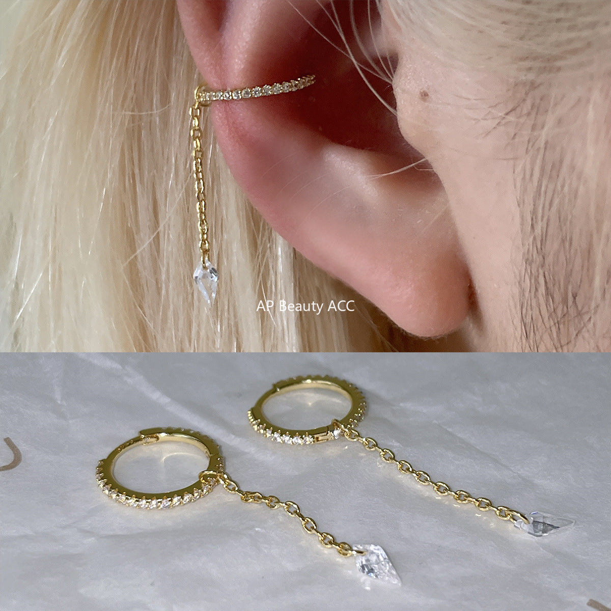 A관 - 925 은침 마름모 드롭 큐빅 디자인 귀걸이 [EH-4181] 25.10-3