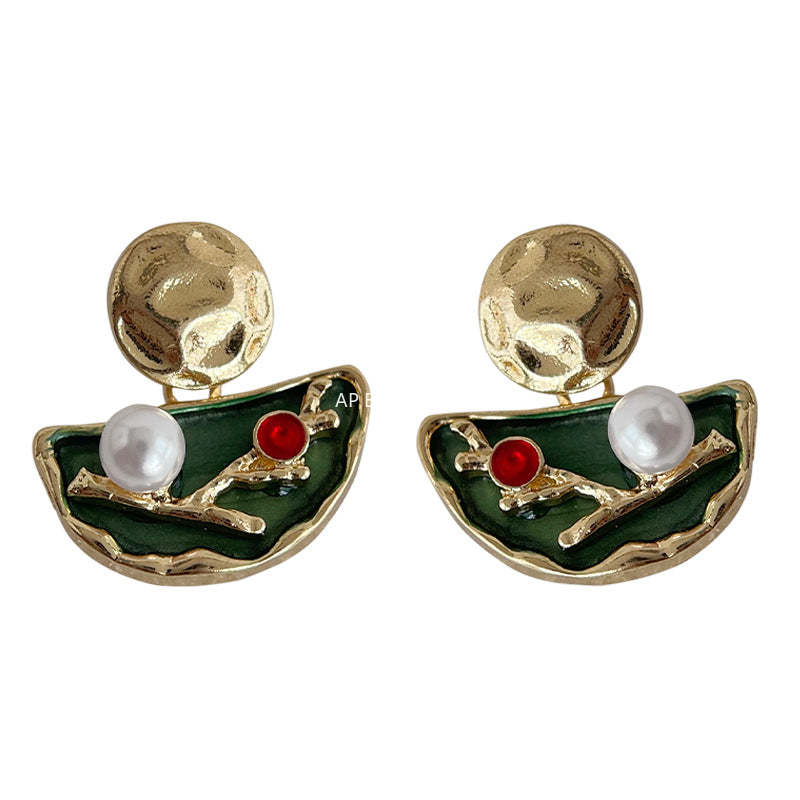 C관 - 복고풍 진주 14K 도금 은침 귀걸이 [4238] 24.06-4