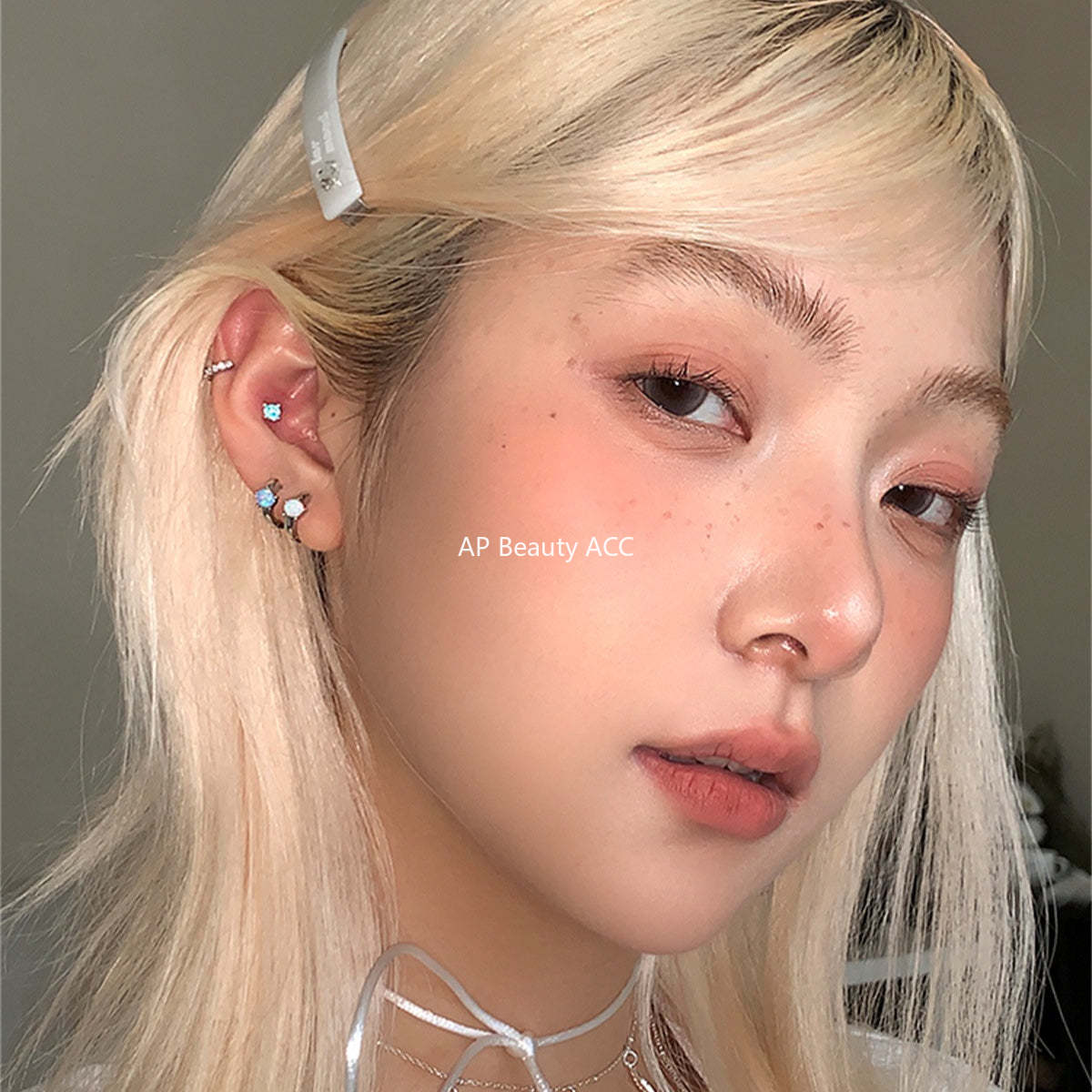 A관 - 티타늄 스틸 오팔 링형 일자침 귀걸이 [EH-4089] 25.10-4