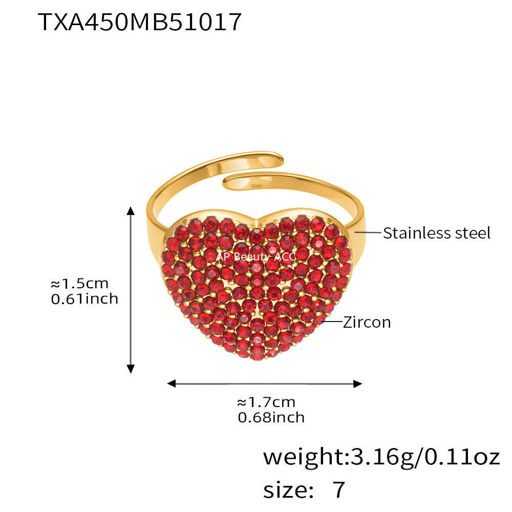 D관 - 18K 도금 스테인리스 스틸 큐빅 왕관 하트 반지 귀걸이 목걸이 [TXP450] 25.10-4