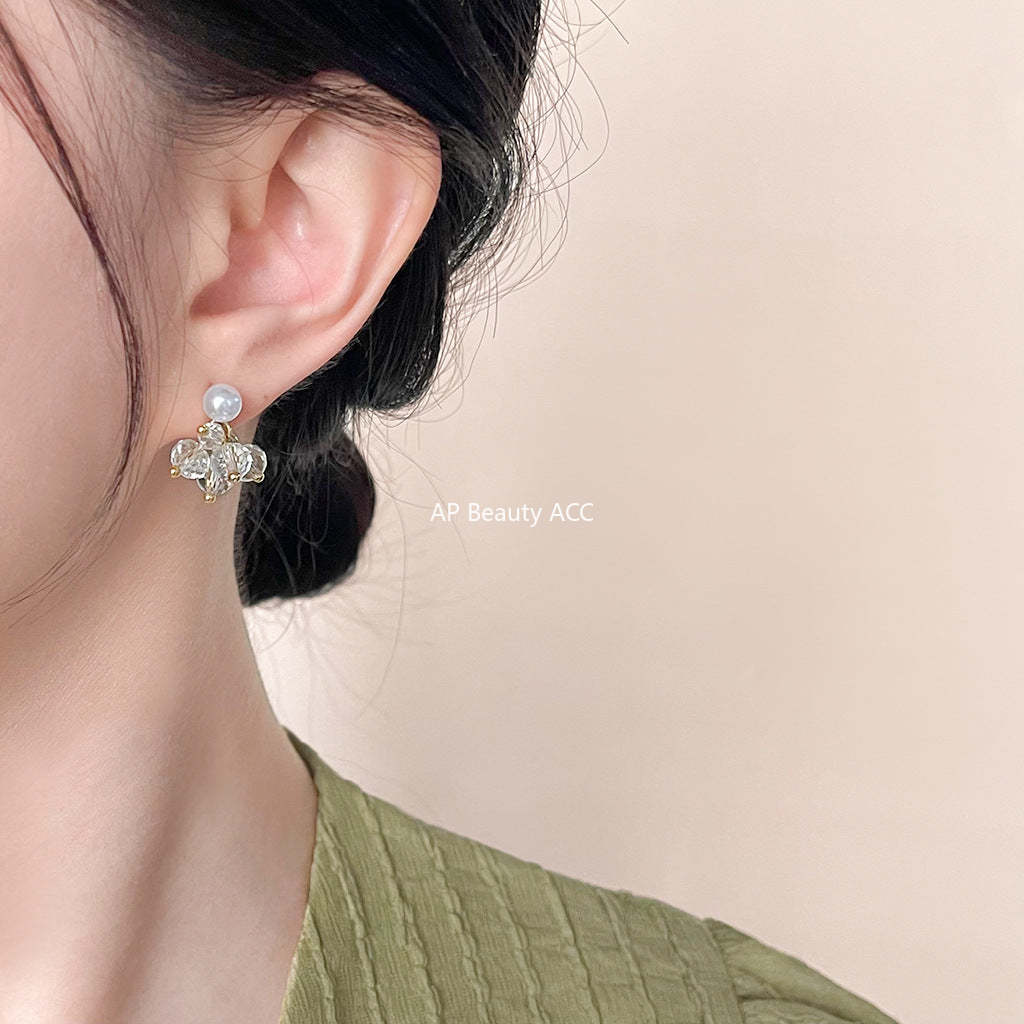 C관 - 유리 크리스탈 고급스러운 수공예 디테일 14K 도금 귀걸이 [4388] 24.06-4