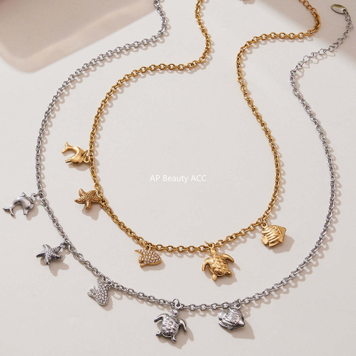 D관 - 18K 도금 스테인리스 스틸 해양생물 큐빅 펜던트 목걸이 팔찌 [TXP445] 25.10-4