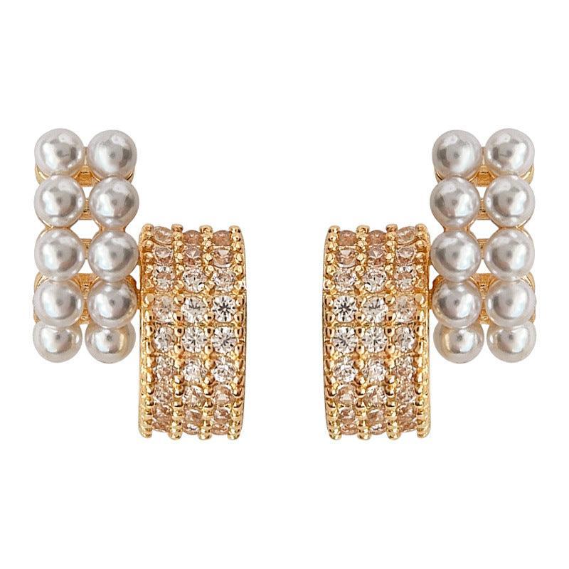 C관 - 미니 큐빅 장식 고급스러운 14K 도금 기하학적 은침 귀걸이 [3637] 24.03-4