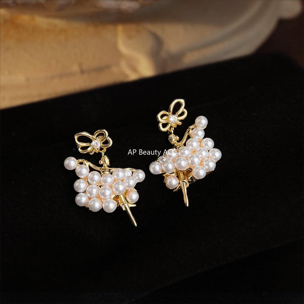 C관 - 925 은침 진주 발레 소녀 디자인 귀걸이 [6848] 25.10-3