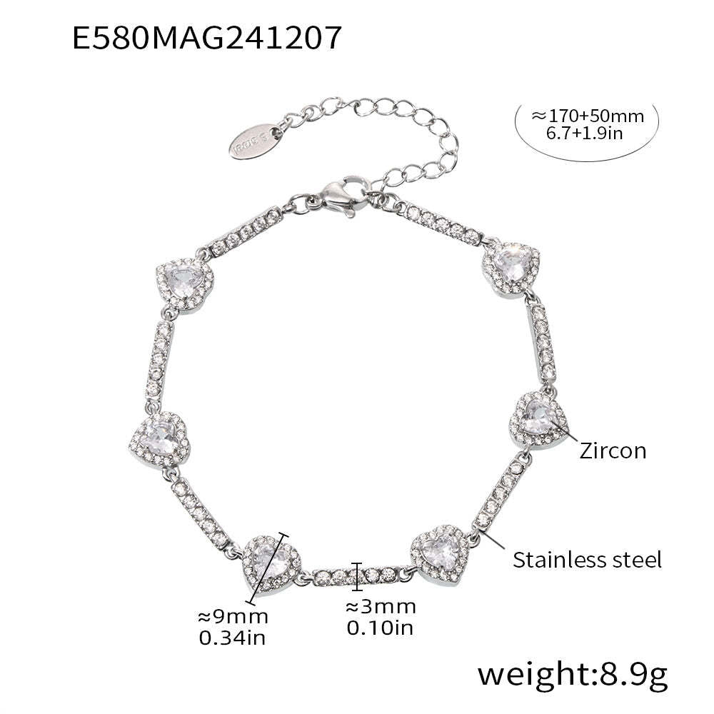 D관 - 18K 골드 도금 스테인리스 스틸 핸드메이드 큐빅 팔찌 [E575-E582] 24.12-2