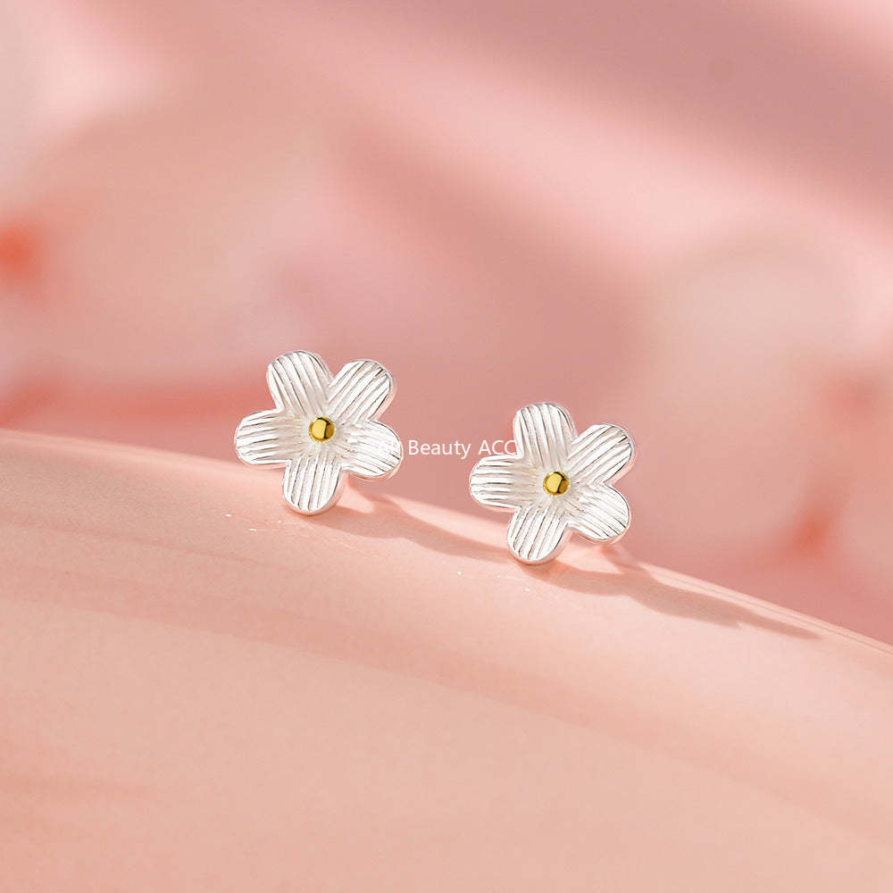 B관 - 999 실버 플라워 모양 스터드 귀걸이 [YC9023E_1] 25.12-1