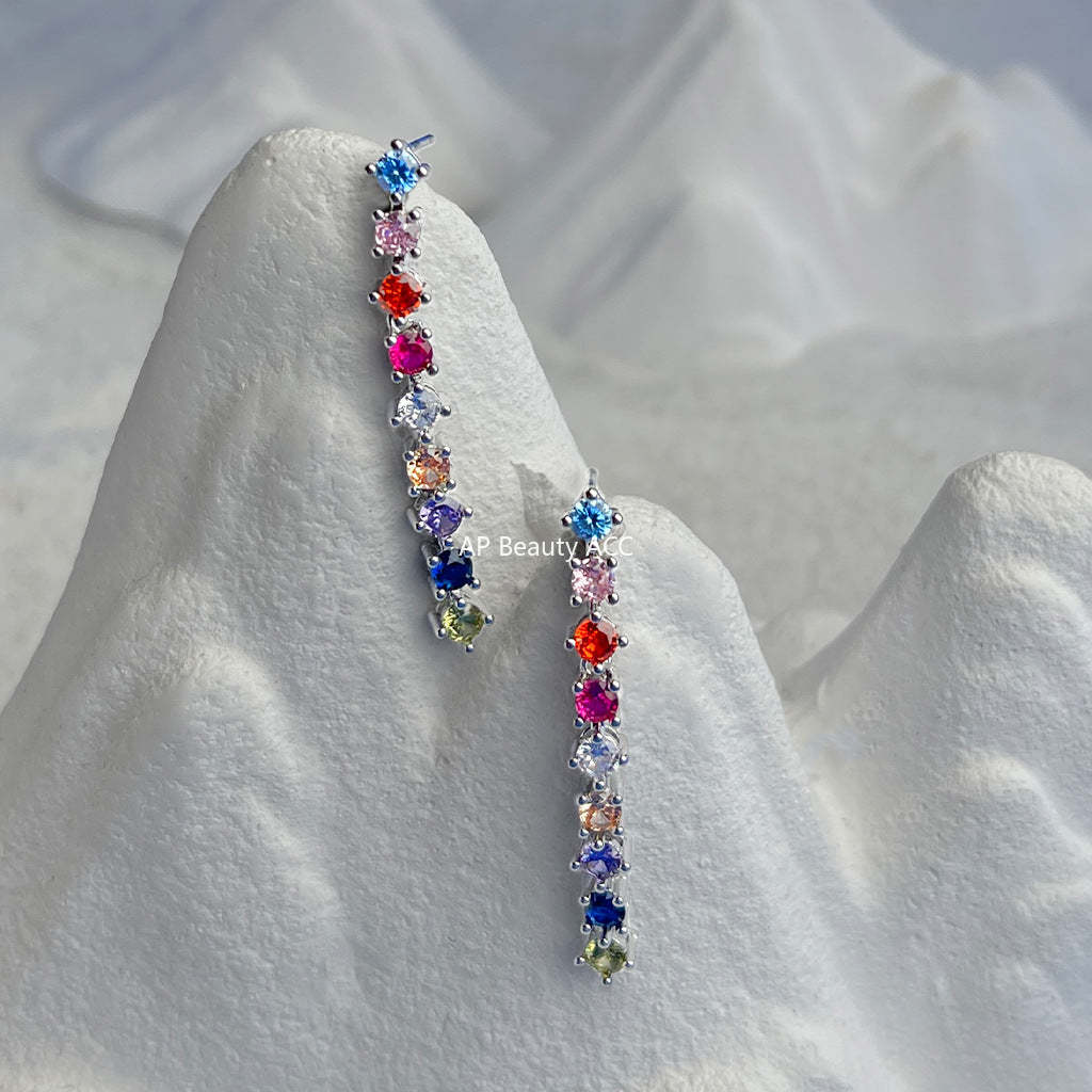 C관 - 컬러 큐빅 롱 태슬 디자인 귀걸이 [5456] 25.02-2