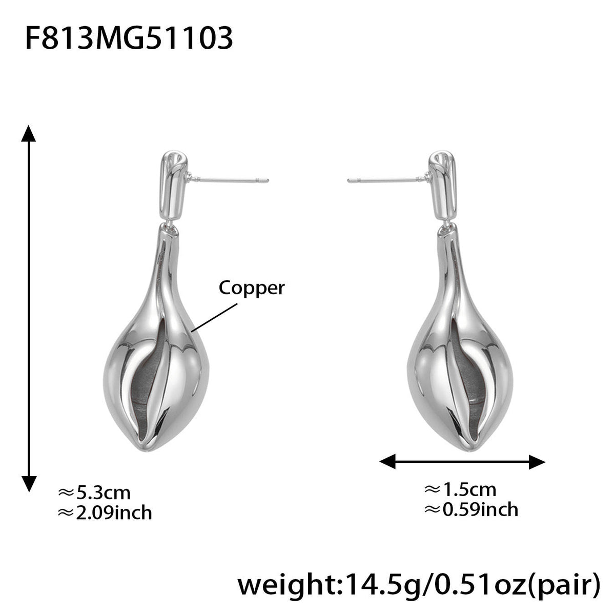 D관 - 18K 도금 조개껍질 디자인 드롭 스터드 귀걸이 [F813] 25.11-1