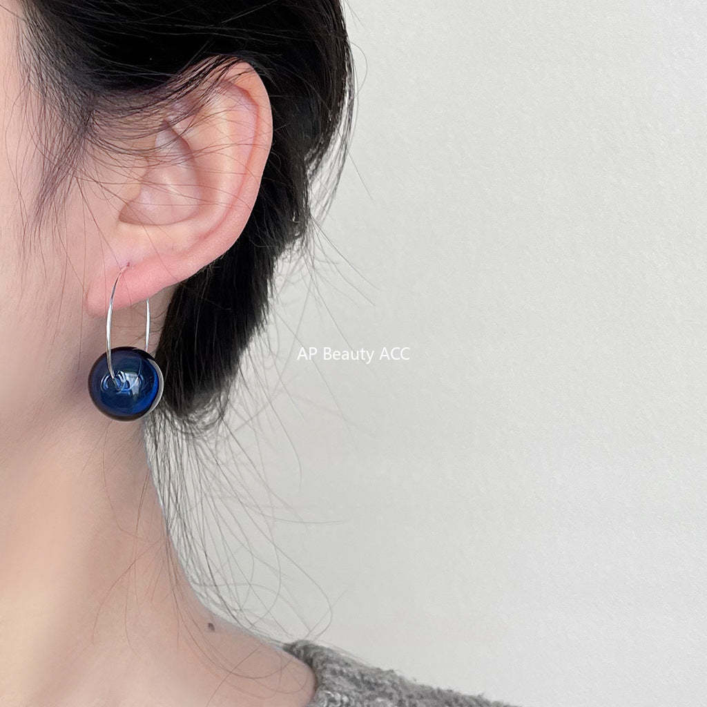 C관 - 미니멀리즘 꿈의 디자인 투명 유리 공 귀걸이 [3732-3734] 24.04-1