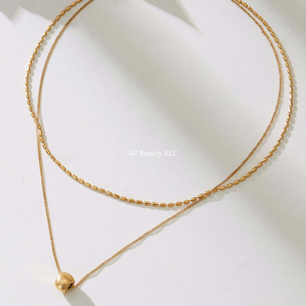 D관 - 스테인리스 스틸 더블 레이어드 18K 도금 행운 목걸이 [P877] 25.11-4