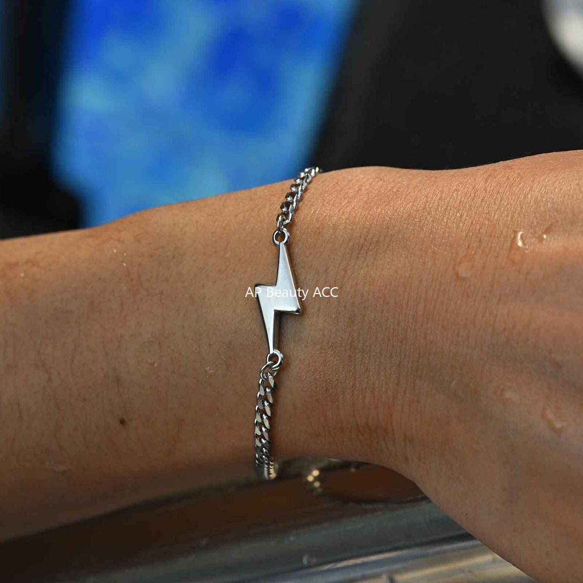 G관 - 스테인리스 스틸 번개 모양 펜던트 체인 팔찌 [BR-2620] 25.11-1