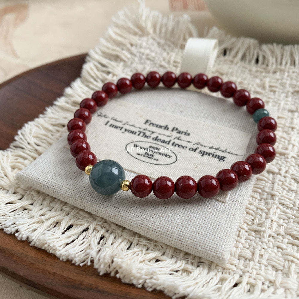 A관 - 925 실버 천연 자금사 비취 비즈 팔찌 [1636] 25.12-3