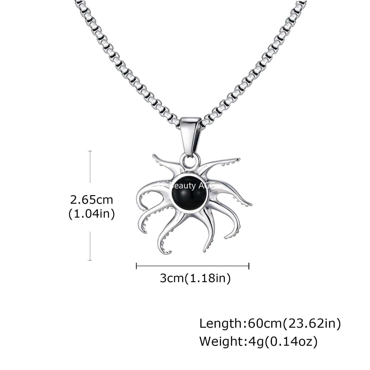 G관 - 스테인리스 스틸 블랙 오닉스 문어 펜던트 목걸이 [PN-2220] 25.12-2