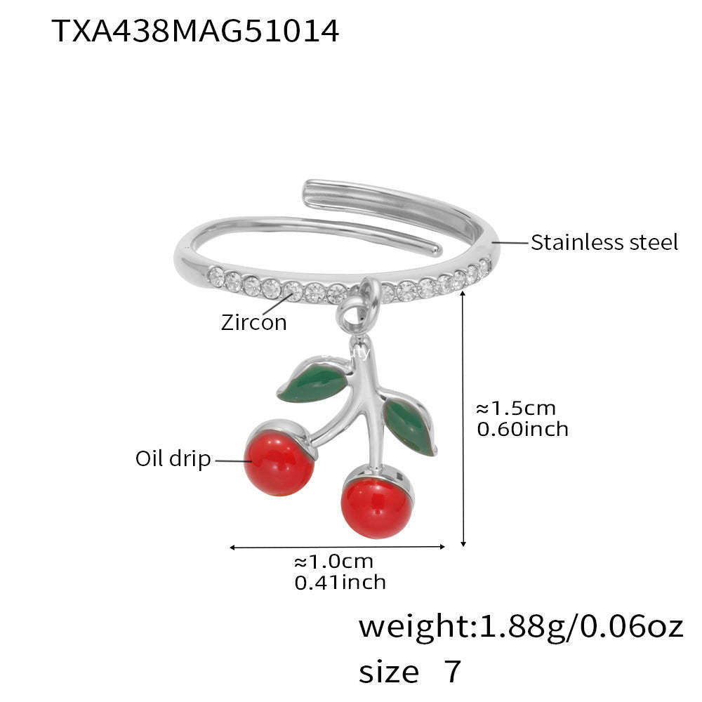 D관 - 스테인리스 스틸 큐빅 체리 딸기 펜던트 목걸이 팔찌 반지 [TXP437] 25.10-4
