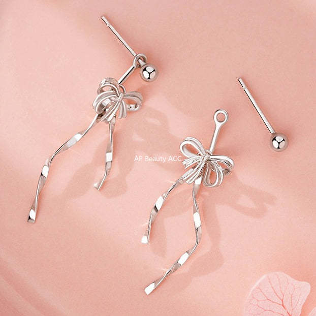 B관 - 925 실버 발레 리본 디자인 귀걸이 [YC9844E] 25.12-3