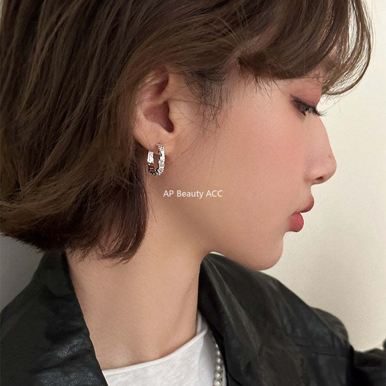 A관 - 비정형 텍스처 925 은침 링 귀걸이 [EH-4315] 25.12-2