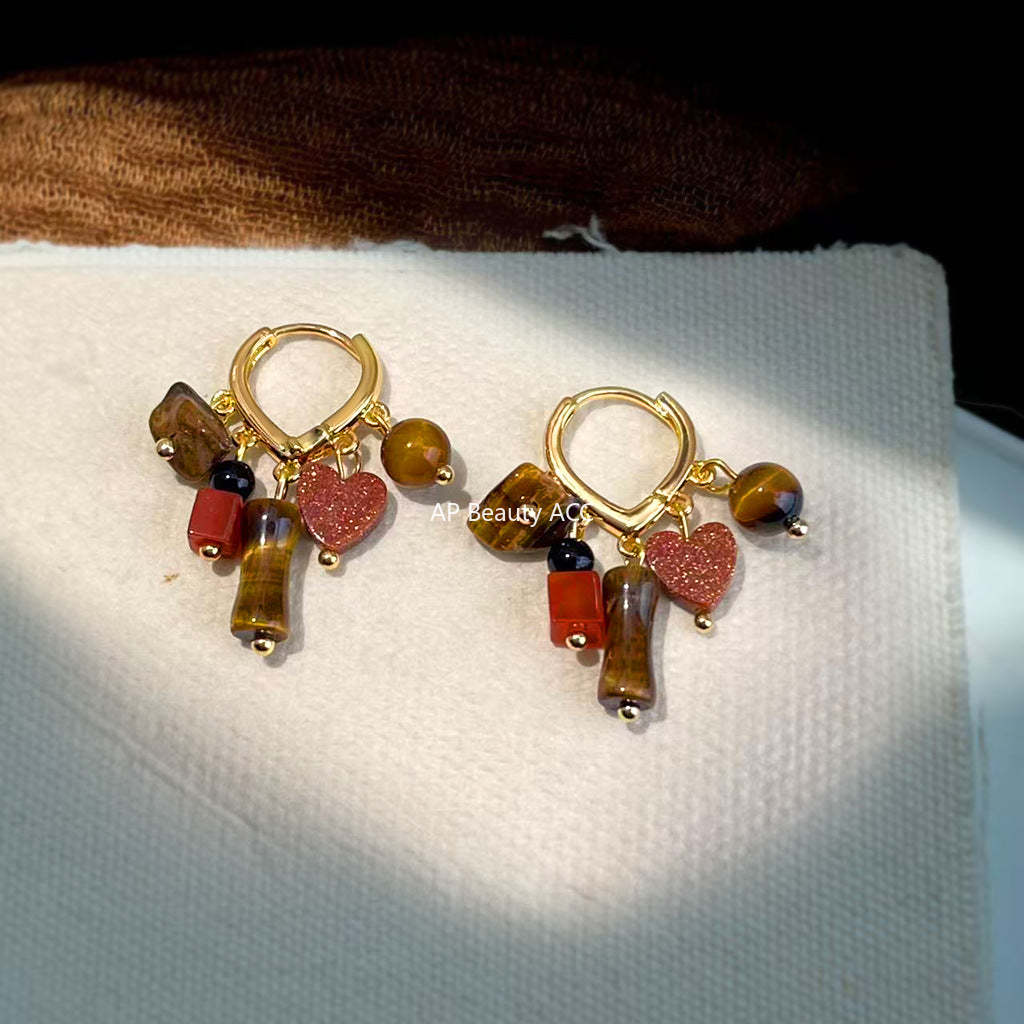 C관 - 핸드메이드 호안석 아게이트 태슬 귀걸이 [7178] 25.12-3