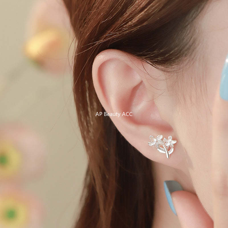 B관 - 999 실버 플라워 모양 피어싱 귀걸이 [YC2548E_2] 25.09-4