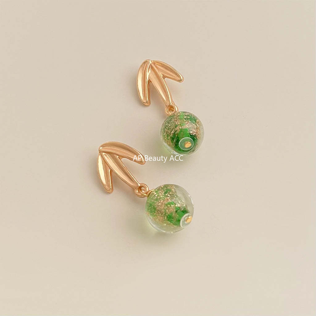 C관 - 대나무 컬러 글래스 핸드메이드 귀걸이 [5590] 25.02-3