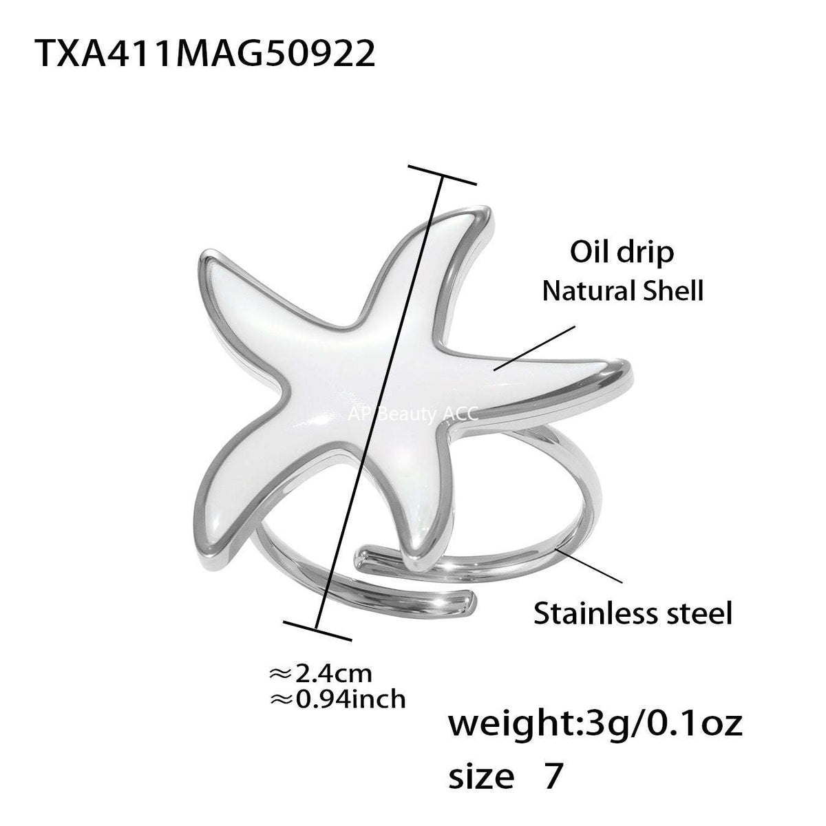D관 - 천연 자개 에나멜 하트 별 펜던트 스테인리스 스틸 귀걸이 반지 [TXF410] 25.09-4