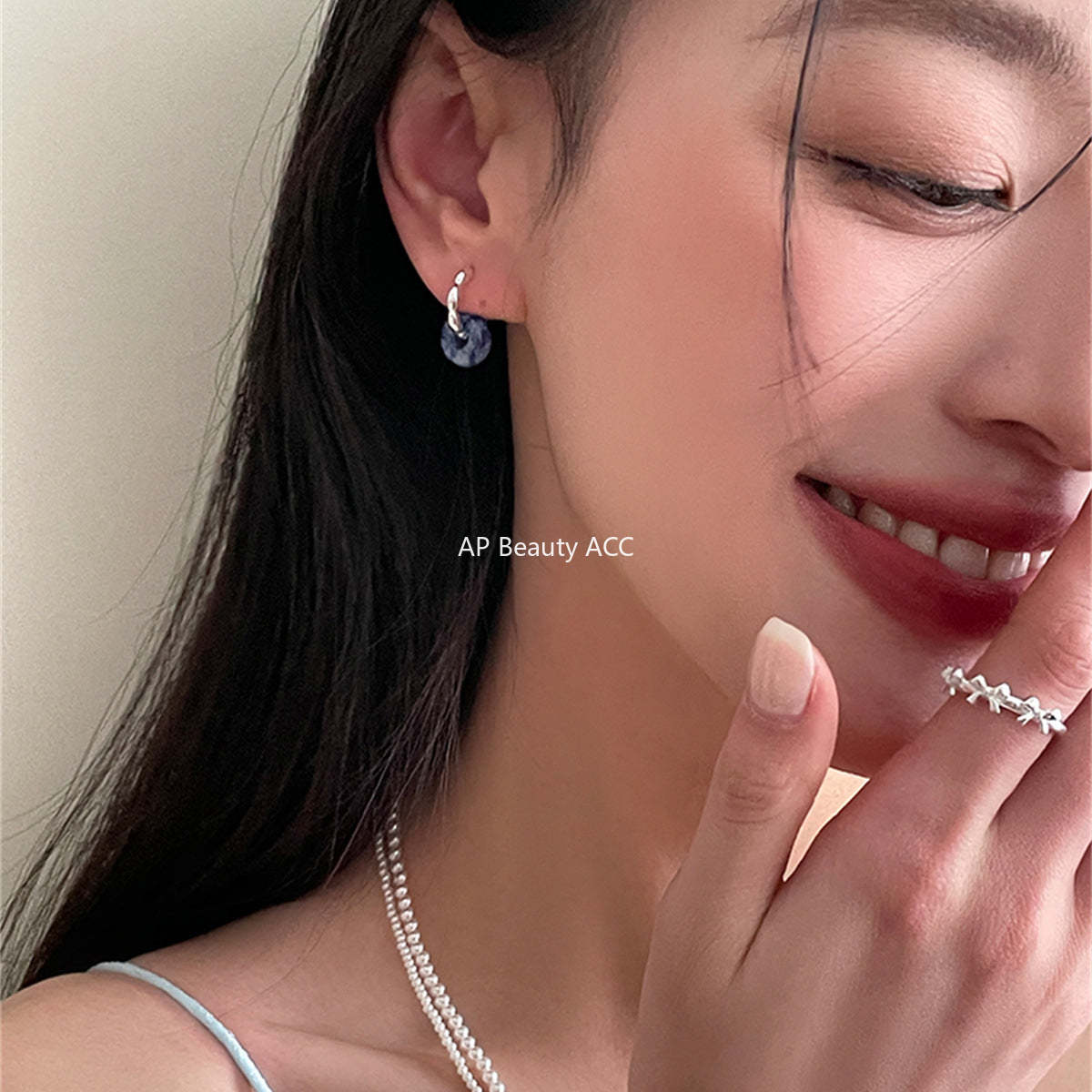 A관 - 925 은침 점박이 천연석 펜던트 귀걸이 [EH-2867] 24.05-5