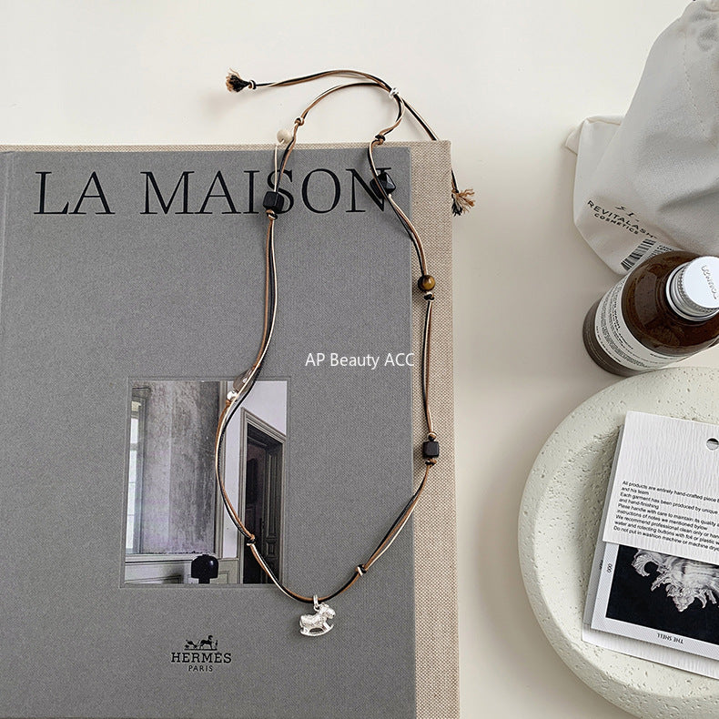 A관 - 925 실버 조랑말 펜던트 왁스끈 목걸이 [518] 25.10-2