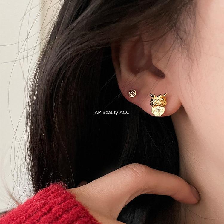 A관 - 925 은침 복을 부르는 용 모양 귀걸이 [EH-2711] 24.03-2