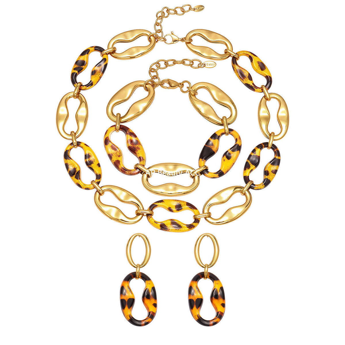 D관 - 레진 타원 체인 디자인 스테인리스 목걸이 팔찌 귀걸이 [TXP470] 25.11-3