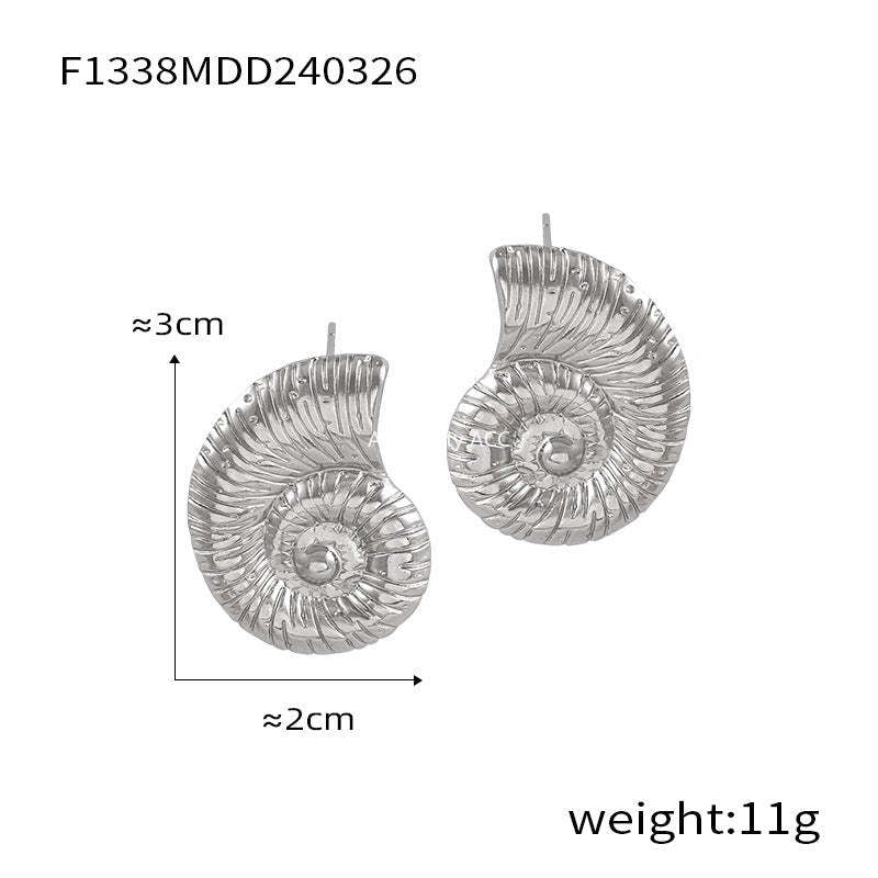 D관 - 레트로 소라 기하학적 티타늄 스틸 골드 도금 유니크 엘레강스 귀걸이 [F1338-40-F1345] 24.04-1