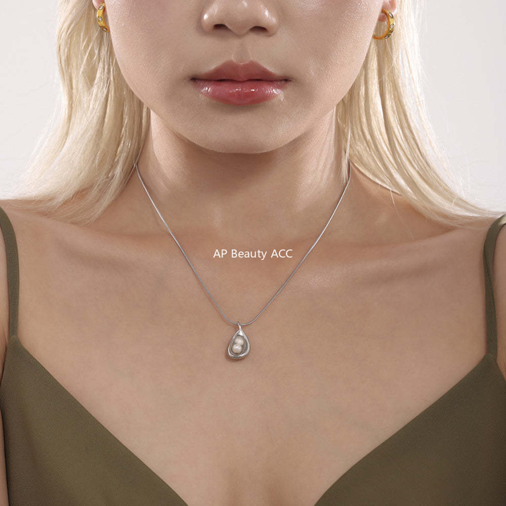 D관 - 담수 진주 18K 도금 스테인리스 스틸 목걸이 [P2153] 25.02-3