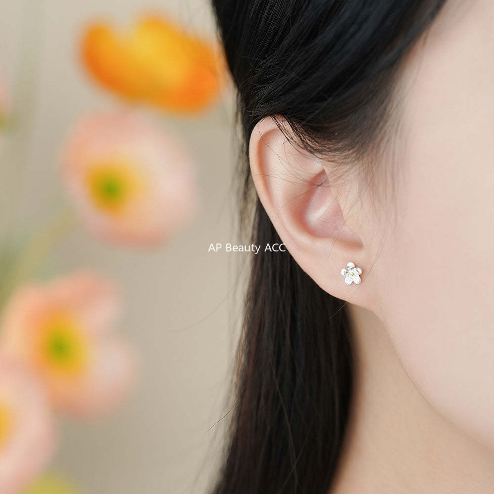 B관 - 999 실버 플라워 모양 스터드 귀걸이 [YC9023E_1] 25.12-1